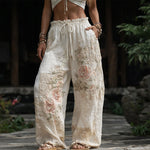 Women's Floral Embroidered Wide-Leg Pants