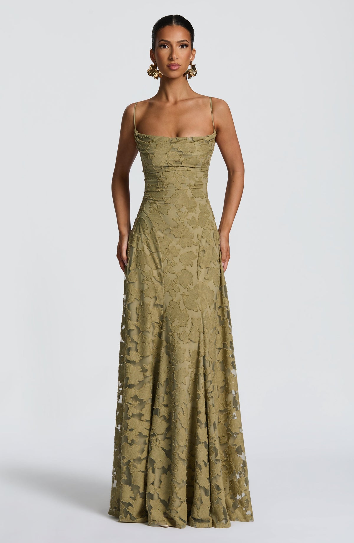 Women's Floral Patterned Spaghetti Strap Maxi Dress