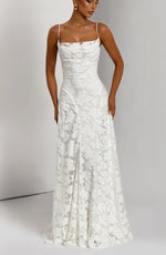 Women's Floral Patterned Spaghetti Strap Maxi Dress