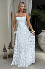 Women's Floral Patterned Spaghetti Strap Maxi Dress