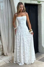 Women's Floral Patterned Spaghetti Strap Maxi Dress