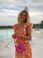 Women’s Floral Ruffle V Neck Maxi Wedding Guest Dress