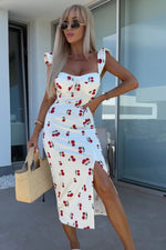 Women’s Floral Side Slit Midi Summer Dress