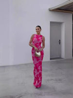 Women’s Floral Sleeveless Maxi Wedding Guest Dress