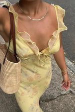 Women’s Floral Spaghetti Strap Slip Maxi Dress