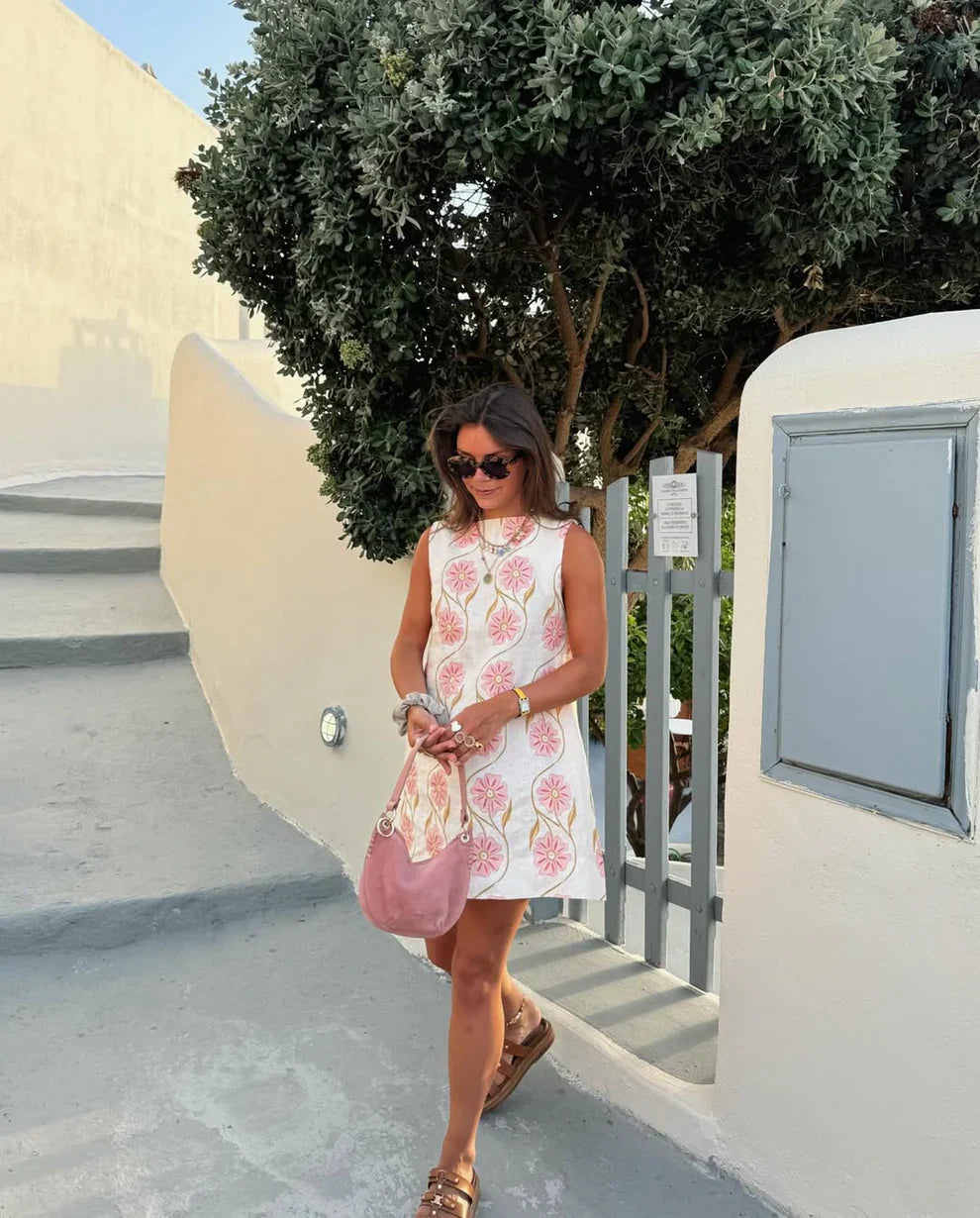 Women’s Floral Straight Neck Mini Summer Dress