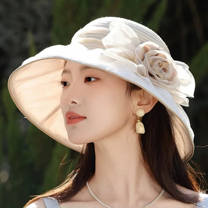 Women’s Flower Wide Brim Sun Hat