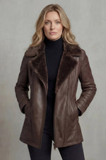 Women's Fur-Collar Zip-Front Faux Leather Jacket