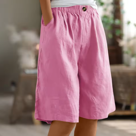 Women's Gathered Waist Wide-Leg Shorts