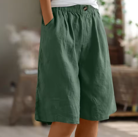 Women's Gathered Waist Wide-Leg Shorts