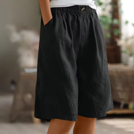 Women's Gathered Waist Wide-Leg Shorts