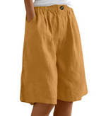 Women's Gathered Waist Wide-Leg Shorts