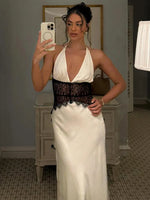 Women's Halter Neck Floor Length Maxi Dress