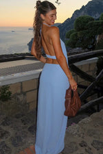Women's Halter Neck Keyhole Two Piece Set