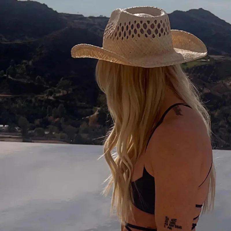 Women’s Hand Woven Raffia Straw Cowboy Hat