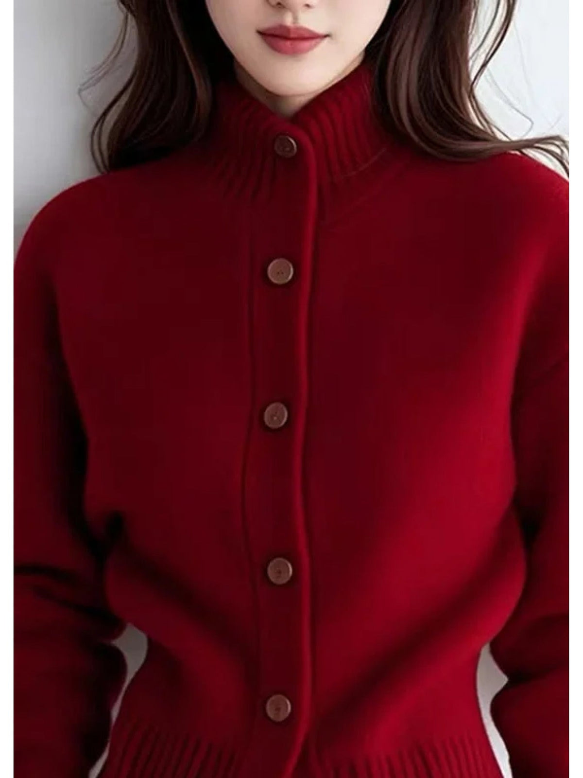 Women's High-Neck Button-Front Cardigan