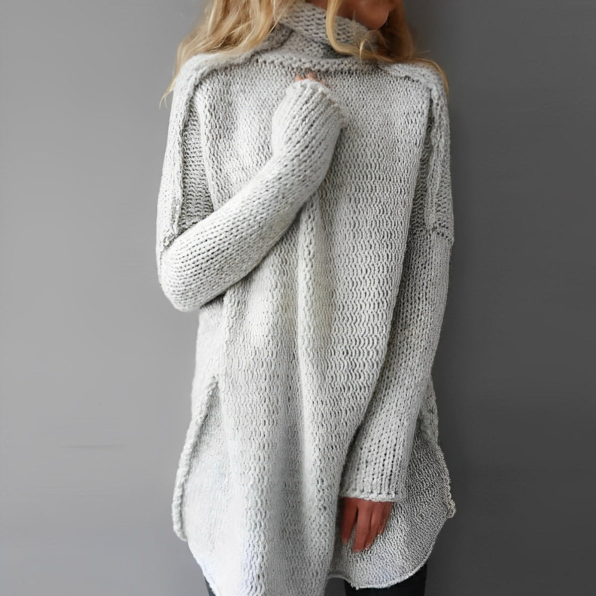 Women’s High Neck Long Sleeve Knit Sweater Tunic