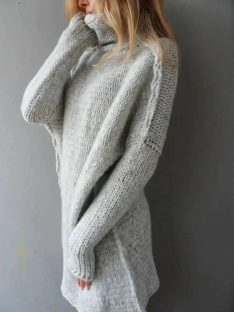 Women’s High Neck Long Sleeve Knit Sweater Tunic