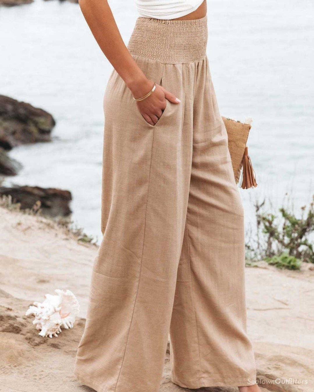Women’s High Waist Pull On Wide Leg Pants