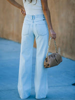 Women’s High Waisted Distressed Wide Leg Denim Jeans