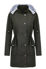 Women's Hooded Drawstring Weatherproof Rain Jacket