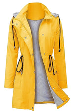 Women's Hooded Drawstring Weatherproof Rain Jacket