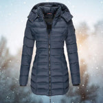 Women's Hooded Quilted Zip-Front Long Sleeve Puffer Jacket