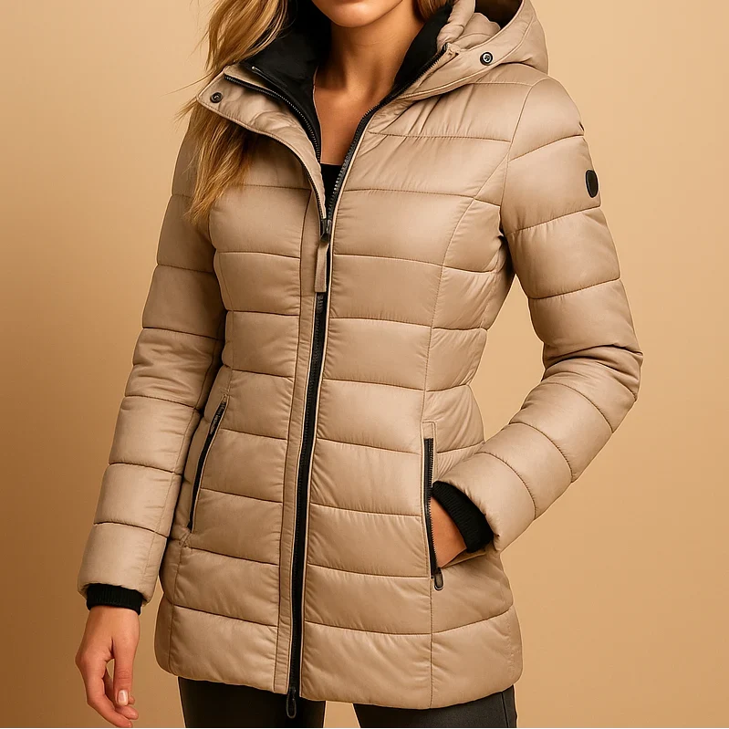 Women's Hooded Quilted Zip-Front Puffer Jacket
