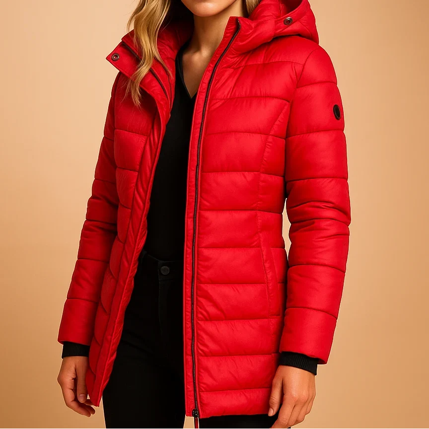Women's Hooded Quilted Zip-Front Puffer Jacket