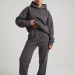 Women's Hooded Top Gathered-Waist Loungewear Set