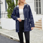 Women’s Hooded Windbreaker Rain Jacket with Zip Pockets