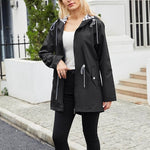 Women’s Hooded Windbreaker Rain Jacket with Zip Pockets