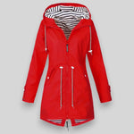 Women’s Hooded Windbreaker Rain Jacket with Zip Pockets