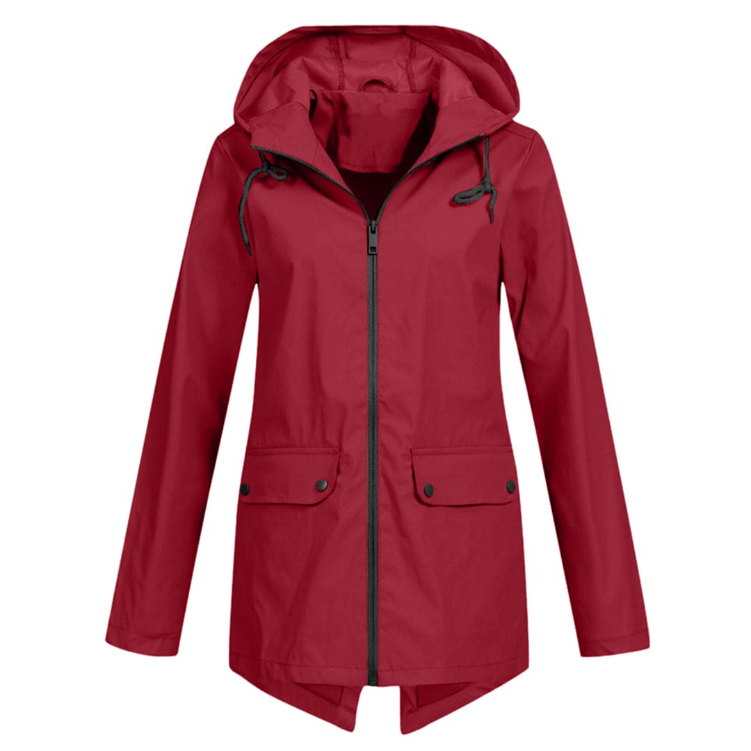 Women’s Hooded Zip Closure Windbreaker Rain Jacket