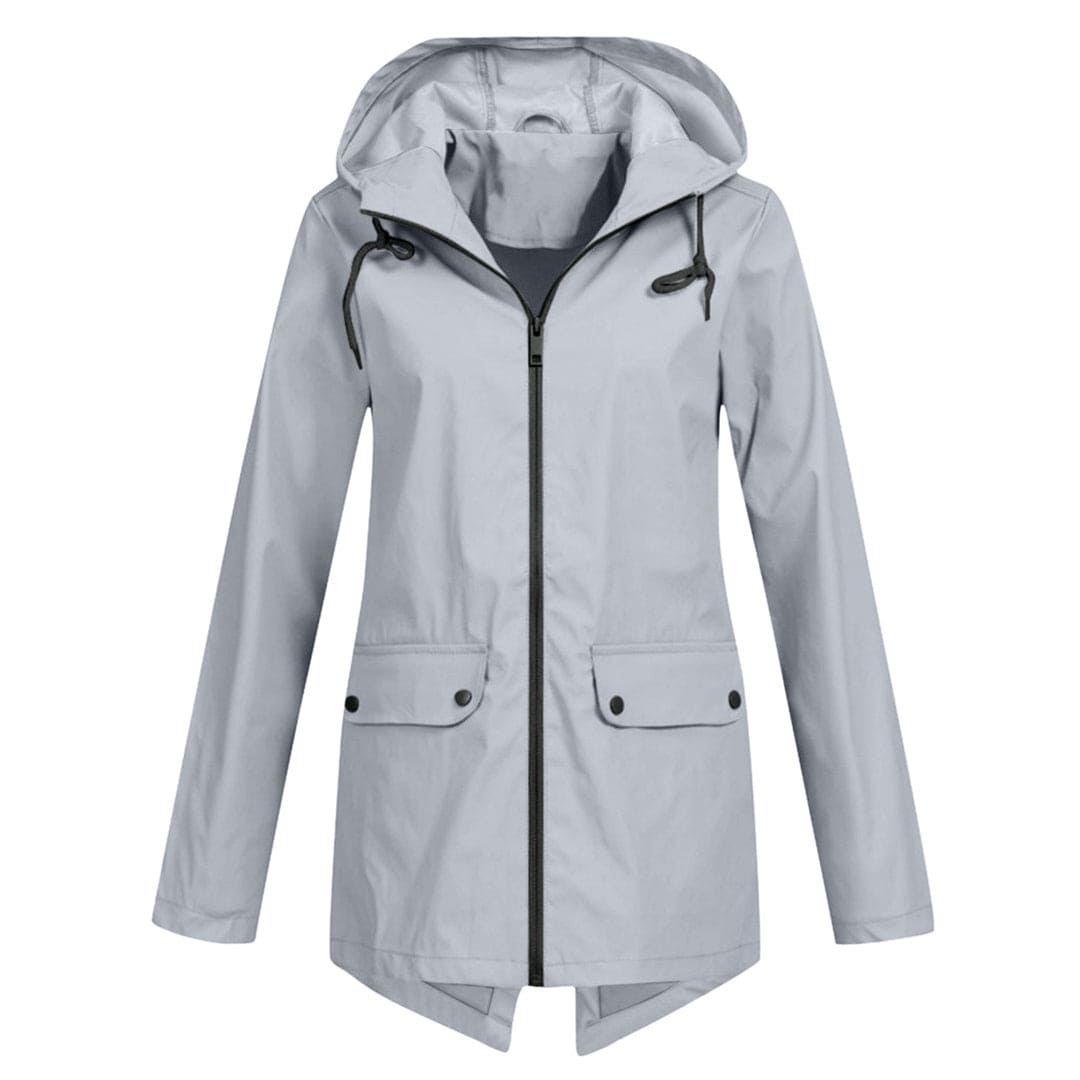 Women’s Hooded Zip Closure Windbreaker Rain Jacket