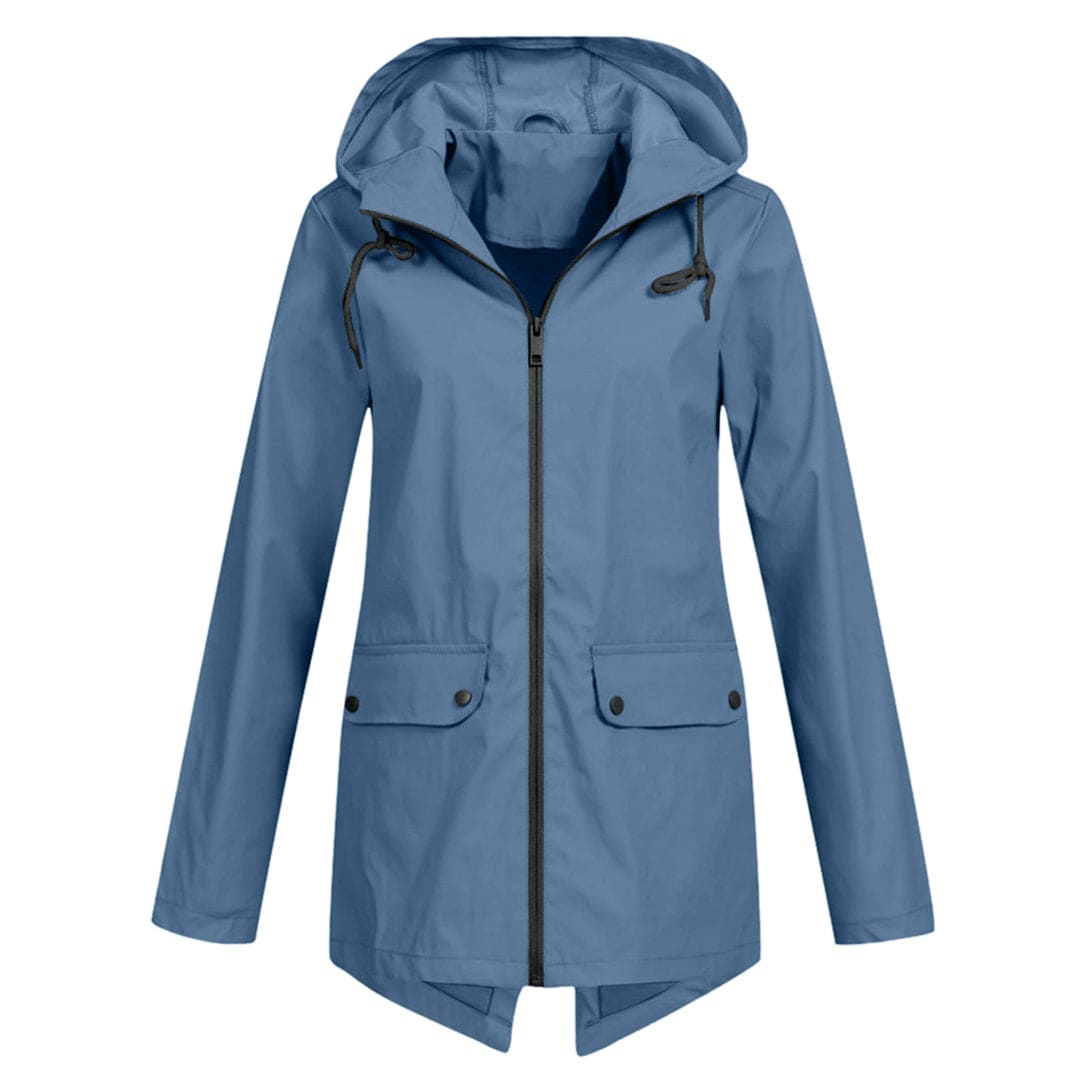 Women’s Hooded Zip Closure Windbreaker Rain Jacket