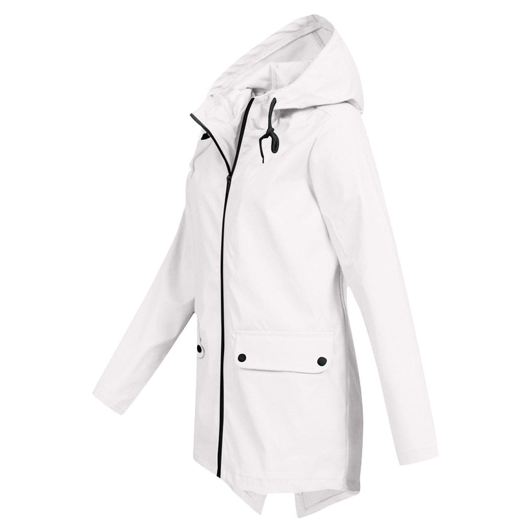 Women’s Hooded Zip Closure Windbreaker Rain Jacket