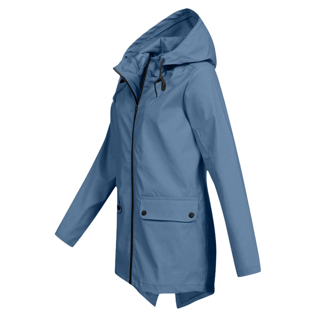 Women’s Hooded Zip Closure Windbreaker Rain Jacket