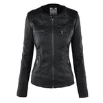 Women's Hooded Zip-Front Motorcycle Leather Jacket