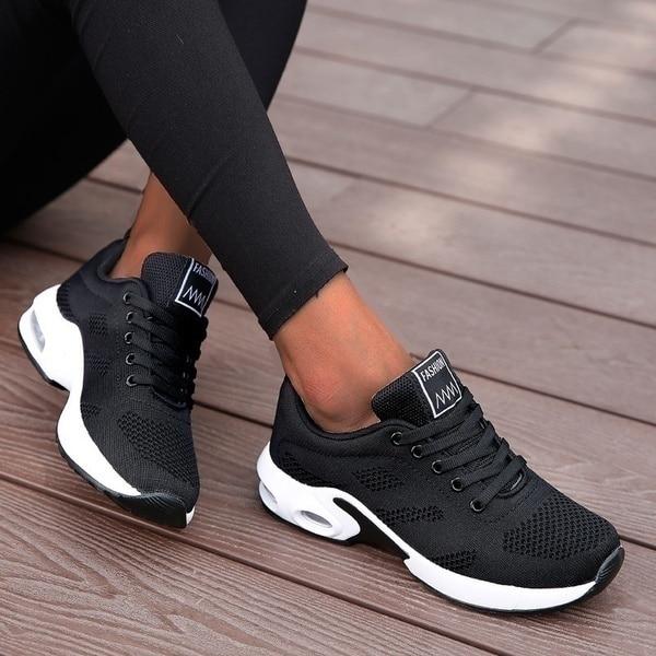 Women’s Knit Mesh Running Lace Up Sneakers