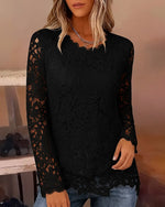 Women’s Lace Long Sleeve V-Neck Blouse