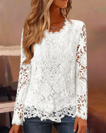 Women’s Lace Long Sleeve V-Neck Blouse