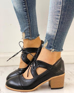 Women’s Lace-Up Mary Jane Block Heel Pumps