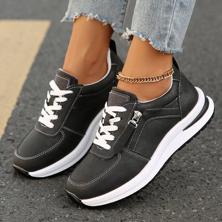 Women’s Lace Up Side Zipper Platform Sneakers