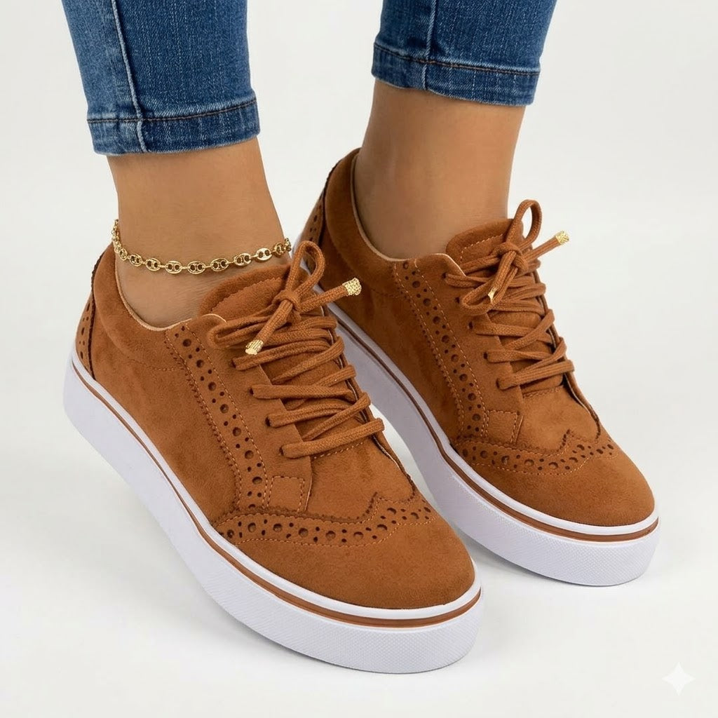 Women's Lace Up Wingtip Low Top Sneakers