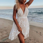 Women’s Lace V Neck Spaghetti Strap Mini Summer Dress