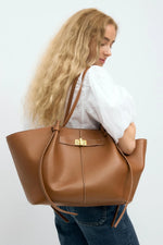 Women’s Large Shoulder Tote Bag with Turn Lock Detail