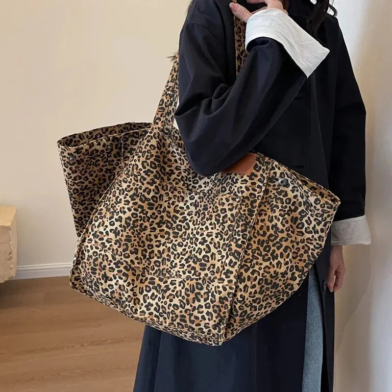 Women’s Leopard Print Large Shoulder Tote Bag