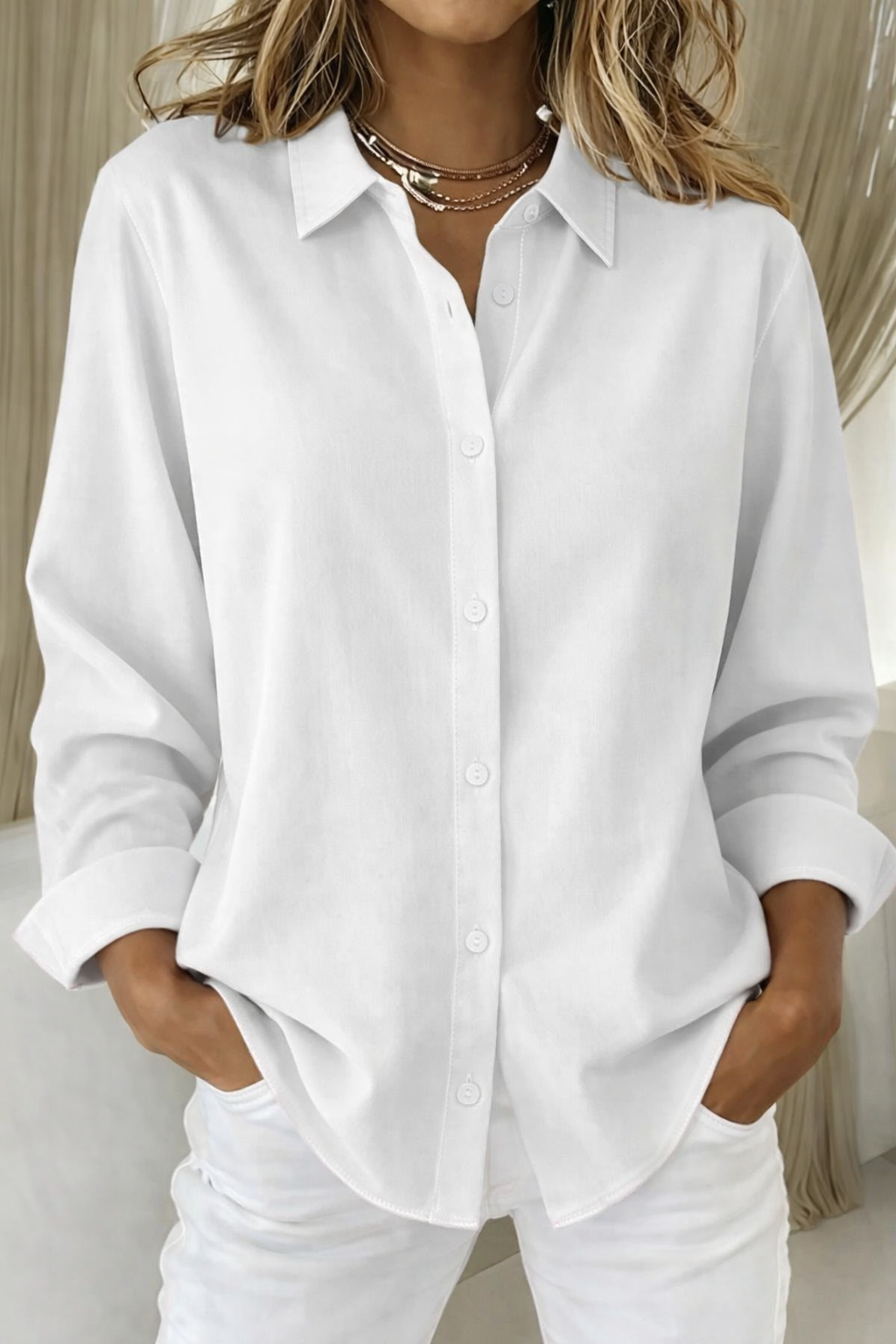 Women's Long Sleeve Button Down Blouse