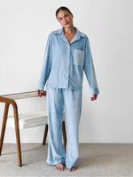 Women’s Long Sleeve Button Front 2 Piece Pajama Set